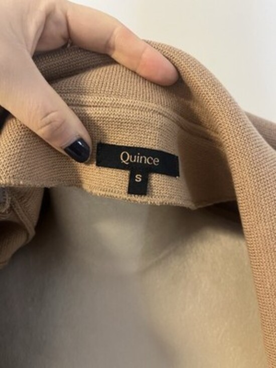 Quince Organic Cotton Camel Waffle Texture Blazer Open Front. Size Small. - Picture 3 of 9